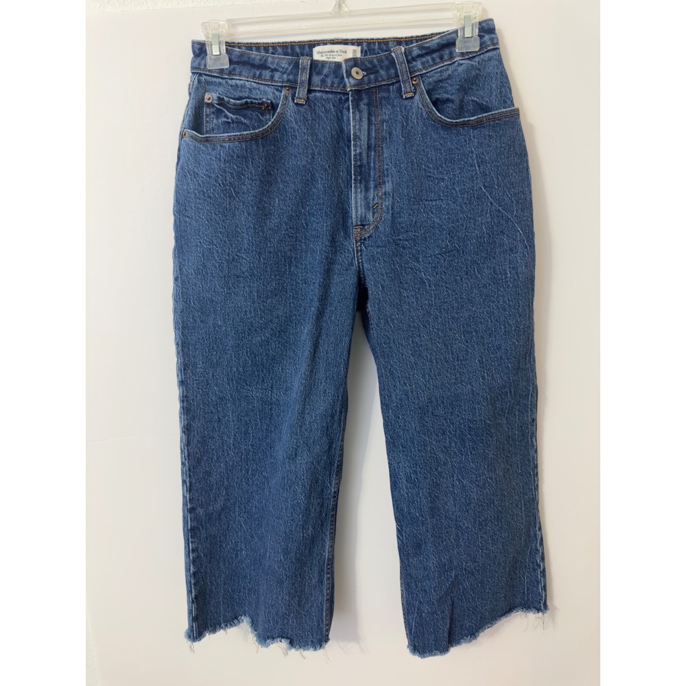 Abercrombie & Fitch 90s Relaxed Jean Women 10R Blue Curve Love Raw Hem